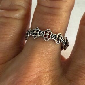 Pandora Silver Floral Ring Intricate Design